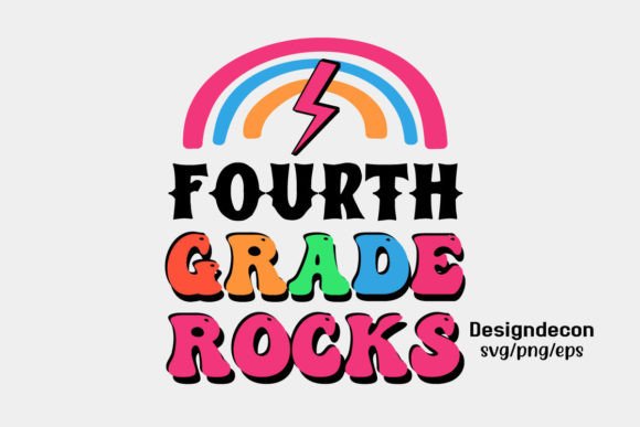 Fourth Grade Rocks Retro Sublimation Svg: Graphics and Crafts for Small Business