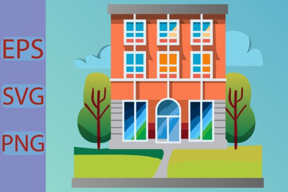 School Building Vector Illustration Graphics